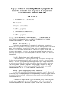 Ley que declara de necesidad pública la expropiación de