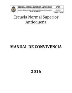 Escuela Normal Superior Antioqueña MANUAL DE CONVIVENCIA