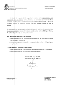 Relación de aspirantes que han superado la fase de concurso