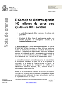 Nota de prensa - Ministerio de Economía y Competitividad