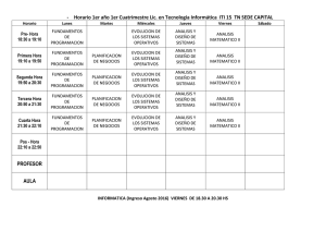 - Horario 1er año 1er Cuatrimestre Lic. en Tecnología Informática ITI