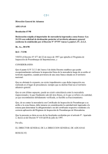 Dirección General de Aduanas ADUANAS Resolución 47/98