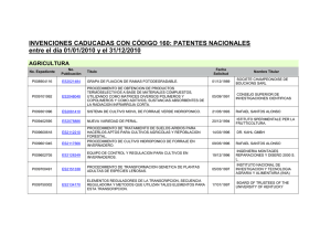 INVENCIONES CADUCADAS CON CÓDIGO 160: PATENTES