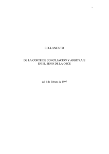 reglamento de la corte de conciliacion y arbitraje en el seno de la osce