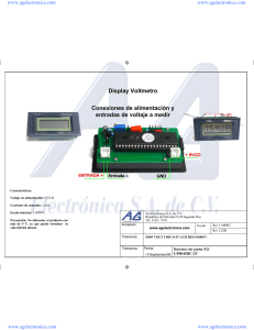 Display Voltmetro Conexiones de alimentación y entradas de voltaje