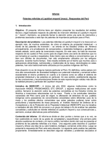 Informe Patentes referidas al Lepidium meyenii (maca)