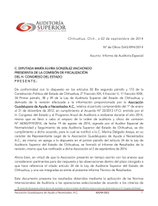 Chihuahua, Chih., a 02 de septiembre de 2014 N&deg; de Oficio DAS