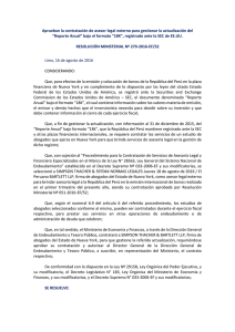 Aprueban la contratación de asesor legal externo para gestionar la