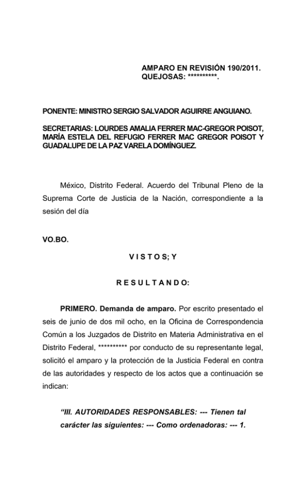 Amparo en Revisión 190/2011 - Suprema Corte de Justicia de la