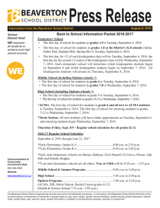 Back to School Information Packet 2016-2017
