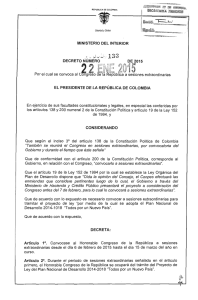 decreto 133 del 22 de enero de 2015