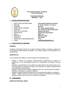 Universidad Salesiana de Bolivia Carrera de Derecho PLAN DE