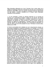 Nota informativa elaborada por el prof. Francisco Ponz, primer titular