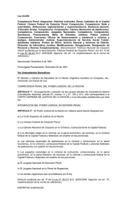 Ley 24.050 Competencia Penal. Integración. Distritos Judiciales