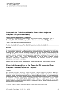 Composición Química del Aceite Esencial de Hojas de Orégano