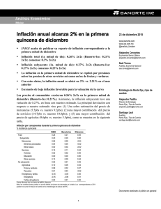 Inflación anual alcanza 2% en la primera quincena de diciembre