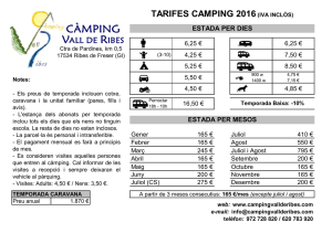 TARIFES CAMPING 2016(IVA INCLÒS)
