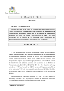 Dictamen 51/2004, solicitado por el Iltmo. Sr. Presidente del Cabildo
