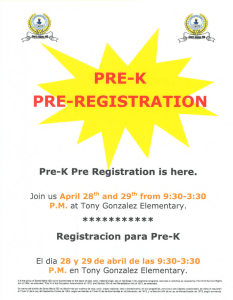 RE-K PRE-REGISTRATION Pre-K Pre Registration is here.
