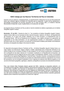 IGAC trabaja por los Nuevos Territorios de Paz en Colombia