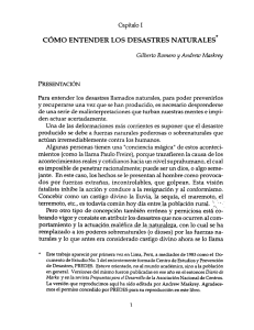 Capitulo I CÓMO ENTENDER LOS DESASTRES N ATURALES*