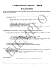 Procedimiento de Funcionamiento Estándar El lavado de manos