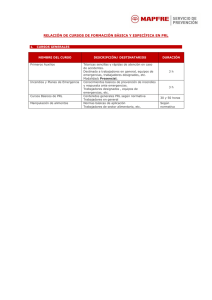 relación de cursos de formación básica y específica en prl