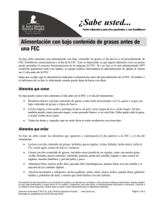 Alimentación con bajo contenido de grasas antes de una FEC