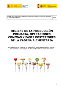 higiene de la producción primaria, operaciones conexas y fases