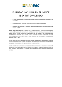 EUROPAC INCLUIDA EN EL ÍNDICE IBEX TOP DIVIDENDO