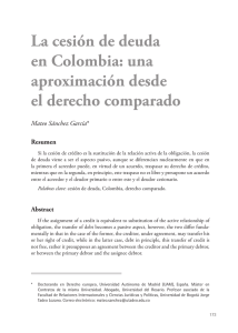 La cesión de deuda en Colombia: una aproximación desde el