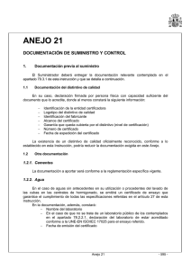 Anejo 21. Documentación de suministro y control