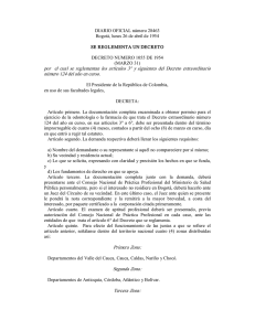 por el cual se reglamentan los artículos 3° y siguientes del Decreto