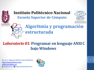 Laboratorio 01: Programar en lenguaje ANSI C bajo Windows