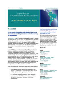 Latin America Legal Alert: Dominican Congress Extends Period for