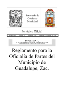 Reglamento para la Oficialía de Partes del Municipio de Guadalupe