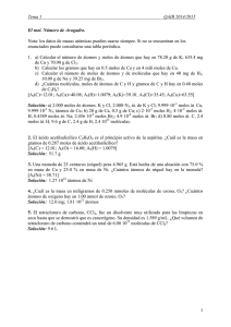 Tema 1 QAIB 2014/2015 1 El mol. Número de Avogadro. Nota: los