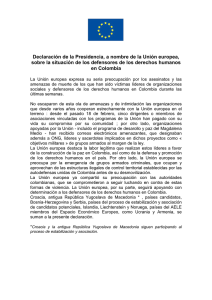 Declaración de la Presidencia, a nombre de la Unión europea