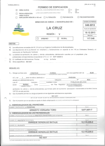 PERM¡SQ DE ED!F¡CAC!ON "Z - I. Municipalidad de La Cruz