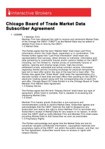 Chicago Board of Trade Market Data Subscriber Agreement