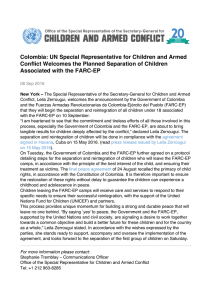 Colombia: UN Special Representative for Children and Armed