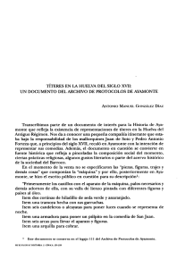 TÍTERES EN LA HUELVA DEL SIGO XVII: UN DOCUMENTO DEL