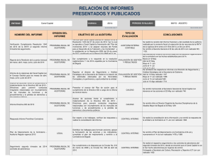 relación de informes presentados y publicados