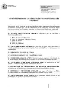 instrucciones sobre legalizacion de documentos oficiales españoles
