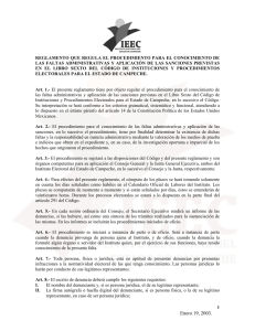 Reglamento Faltas Administrativas - Instituto Electoral del Estado de