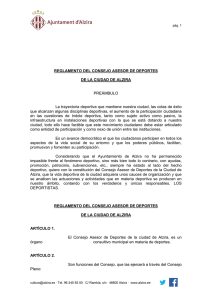 Reglamento del Consejo Asesor de Deportes de la Ciudad de Alzira