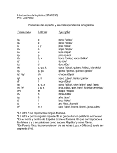 Fonemas del español y su correspondencia ortográfica