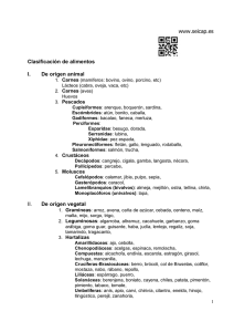 www.seicap.es Clasificación de alimentos I. De origen animal II. De