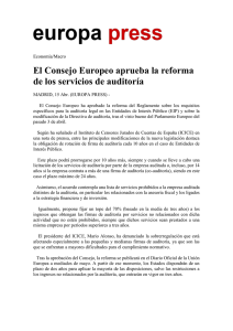 El Consejo Europeo aprueba la reforma de los servicios de auditoría