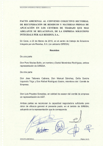 PACTO ADICIONAL AL CONVENIO COLECTIVO SECTORIAL DE